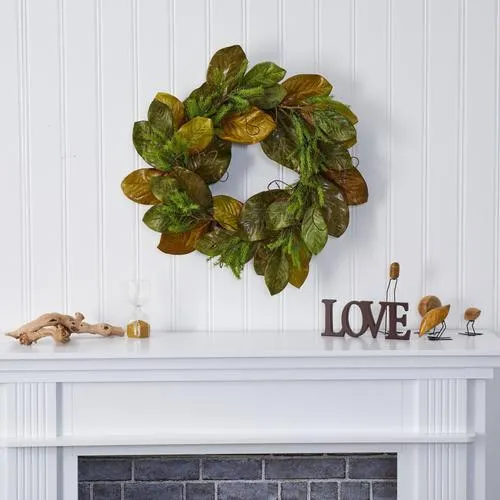 26" Magnolia Leaf Artificial Wreath