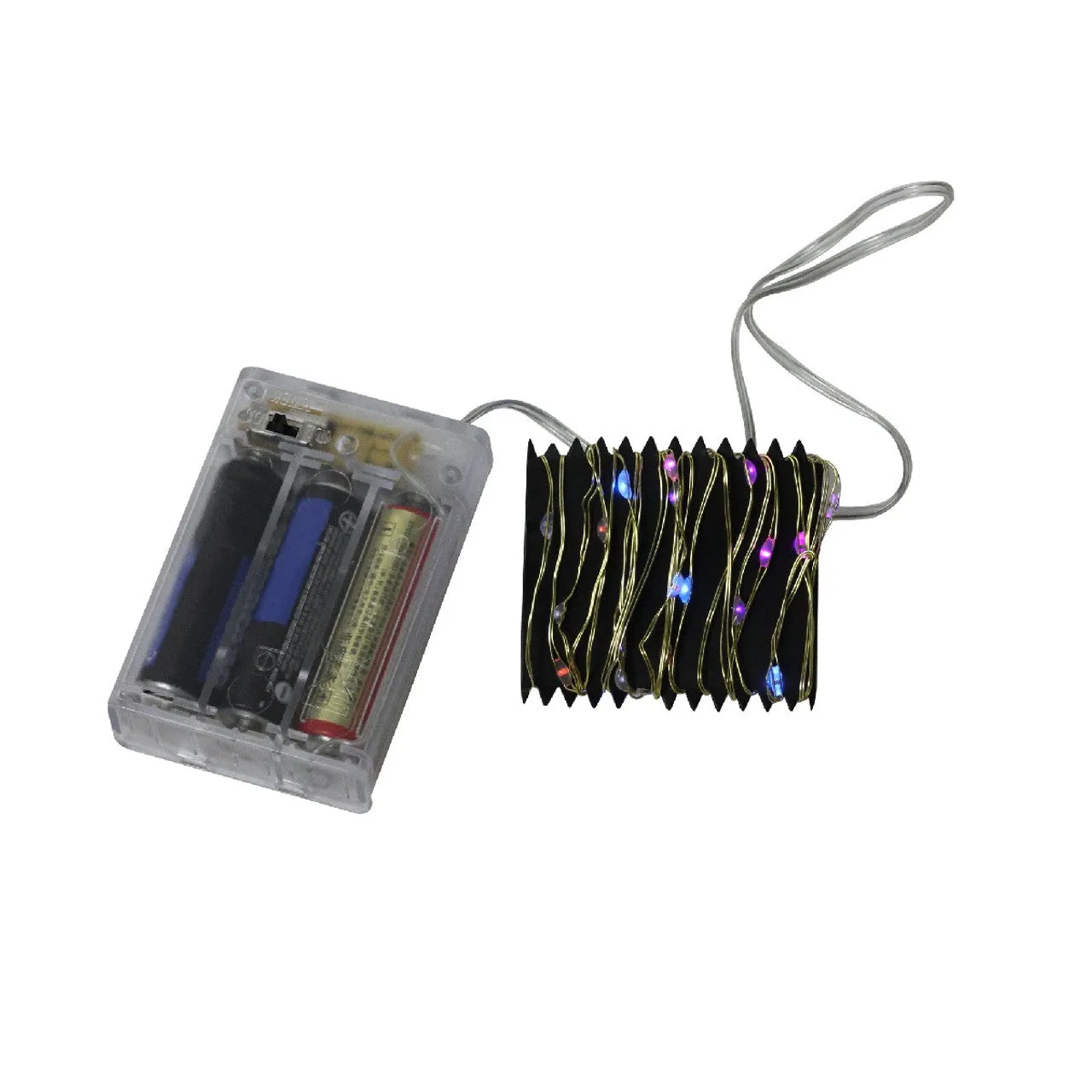 35 Battery Operated Silver LED Rainbow Micro Fairy Christmas Lights - 6 ft Gold Copper Wire