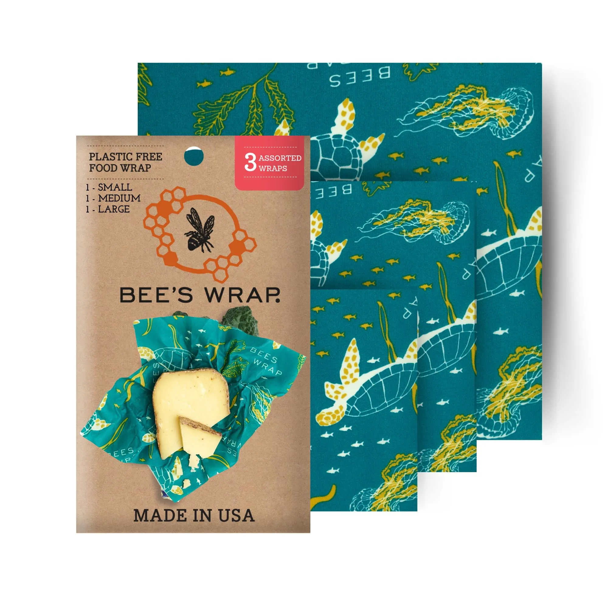 Bee's Wrap: Reusable Beeswax Food Wraps - Plastic-Free (Pack of 3)