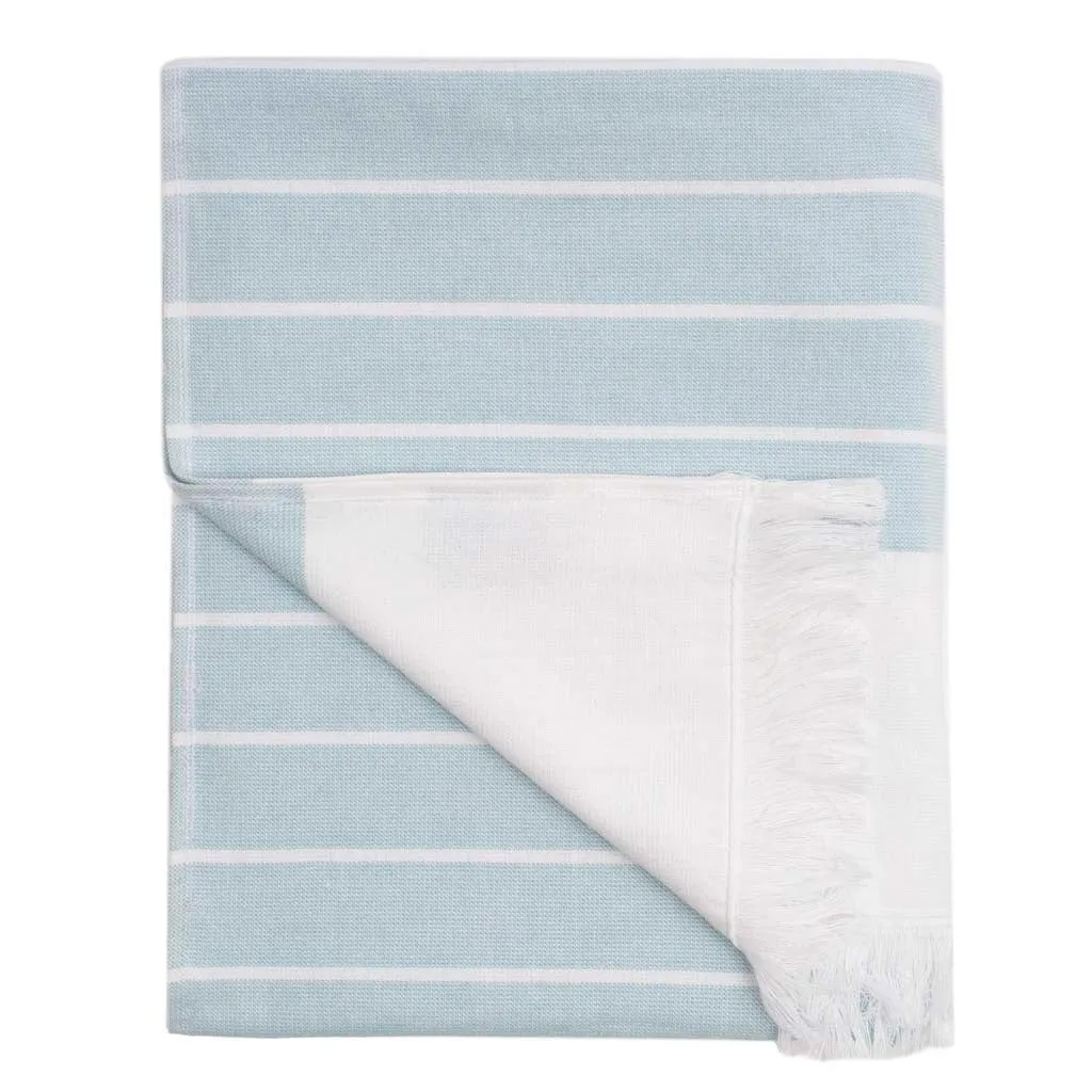Blue Stripe Fouta Towel Essentials Bundle (2 Wash   2 Hand   2 Bath Towels)