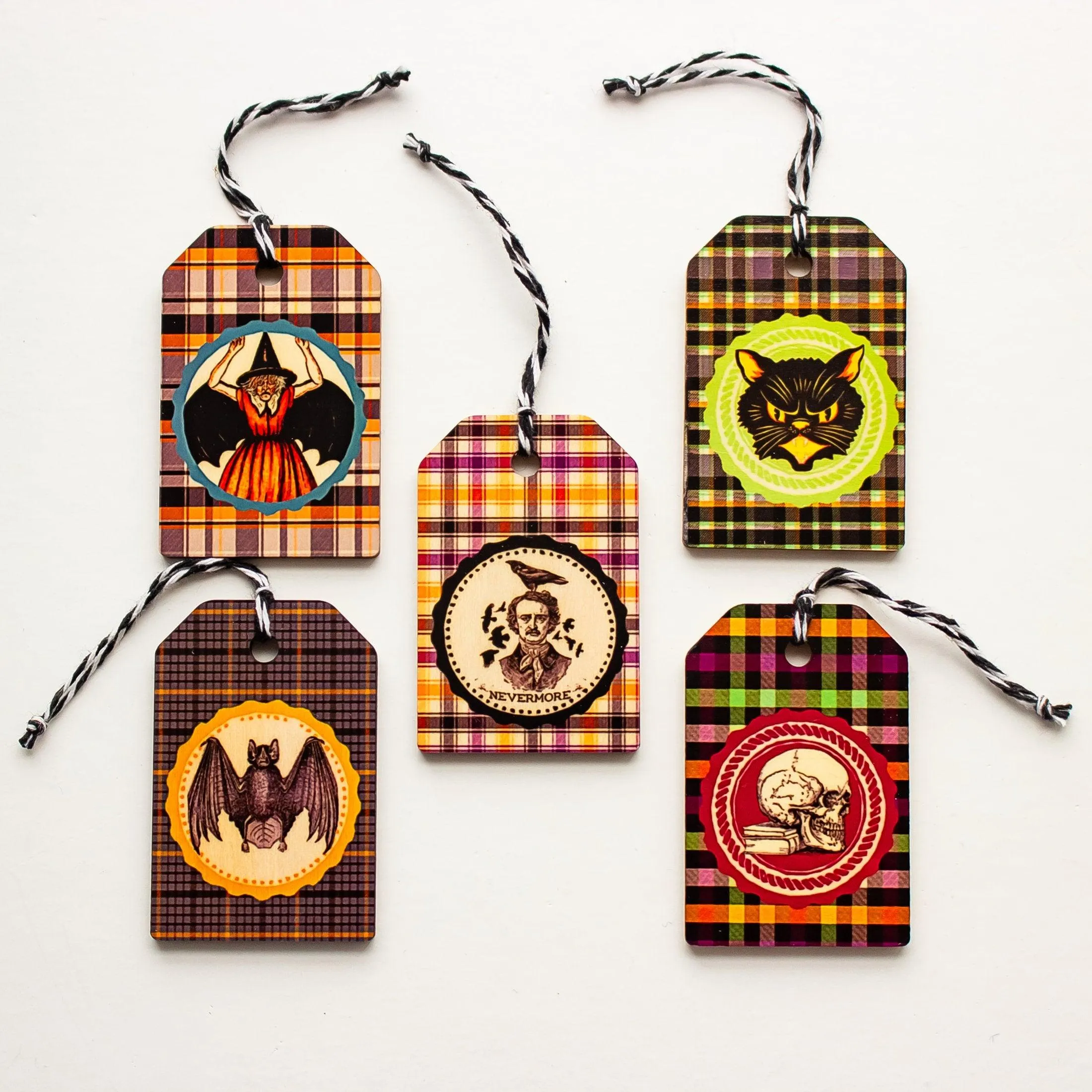 Edgar Allen Poe Halloween Tree Ornaments - Nevermore Ornaments for Miniature Halloween Tree