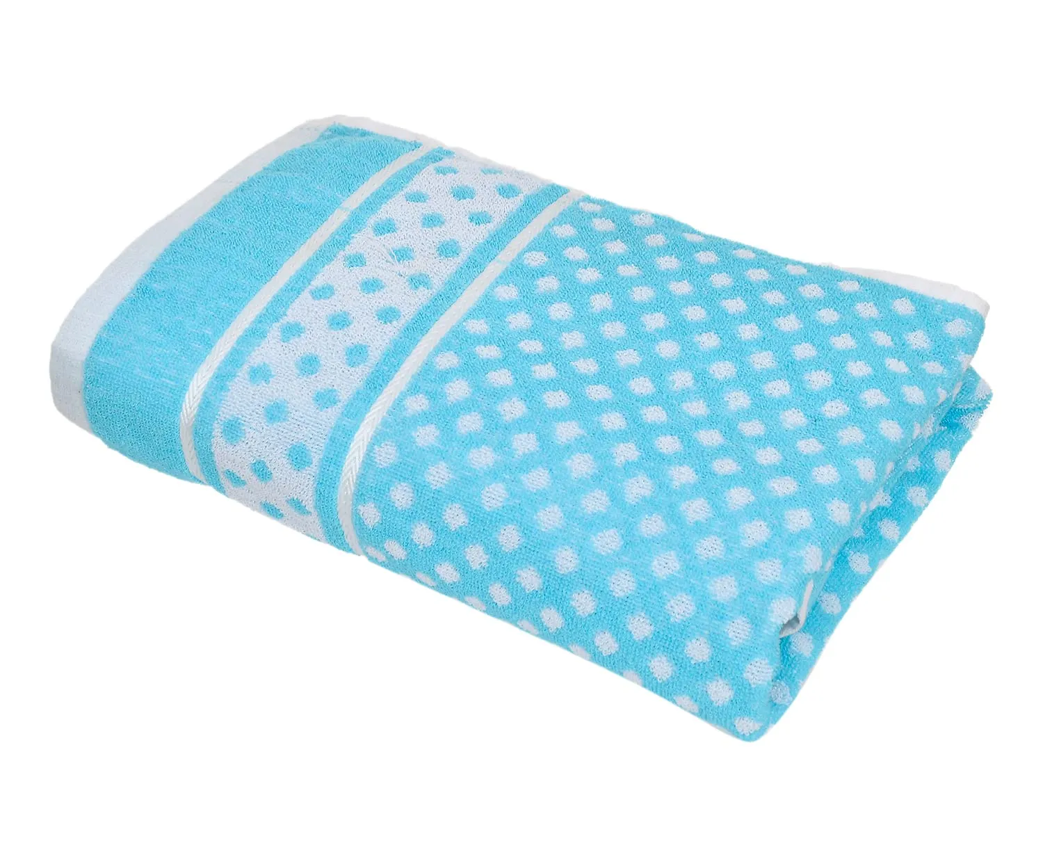 Heart Home Multiuses Dot Printed Soft Cotton Bath Towel, 30"x60" - Pack of 4 (Sky Blue)