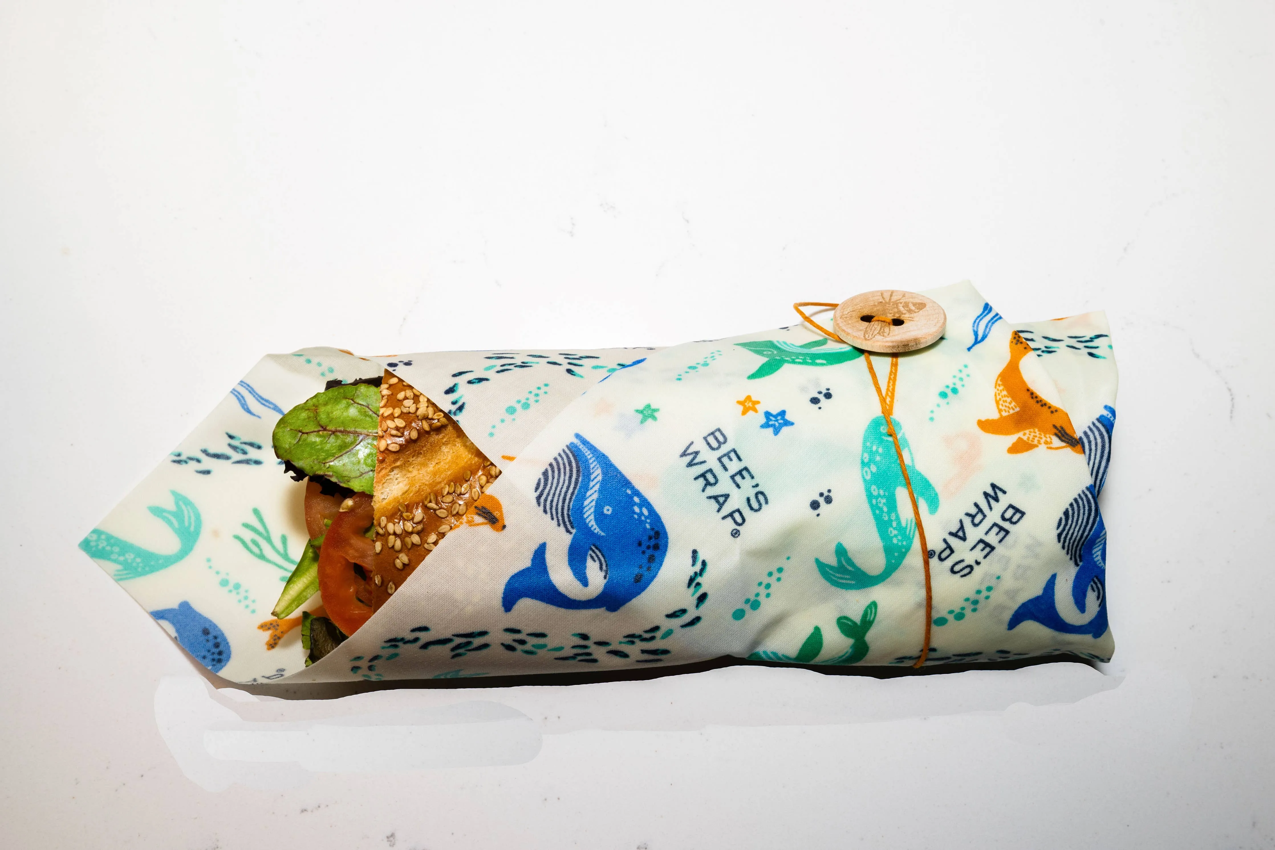 Reusable Beeswax Food Wrap Lunch Pack (1 Sandwich/2 Medium) - Under the Sea Print