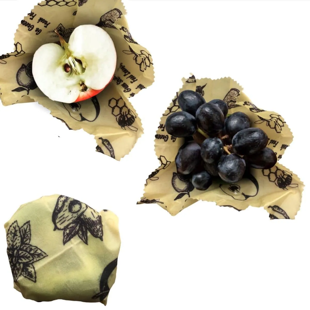 Reusable Handmade Beeswax Food Wraps-Full kitchen Pack- Set of 3